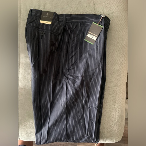 Mens pinstripe navy trousers - Picture 2 of 2